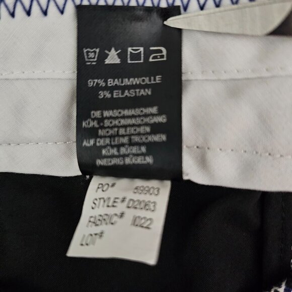 Katherine Barclay Geometric Pattern Cotton Black And Blue Ankle Chino Pants - Picture 9 of 9